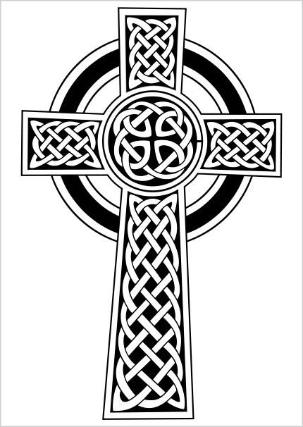 A high cross in black and white celtic high cross clipart